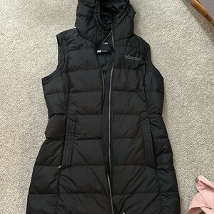 hooded vest, long length
